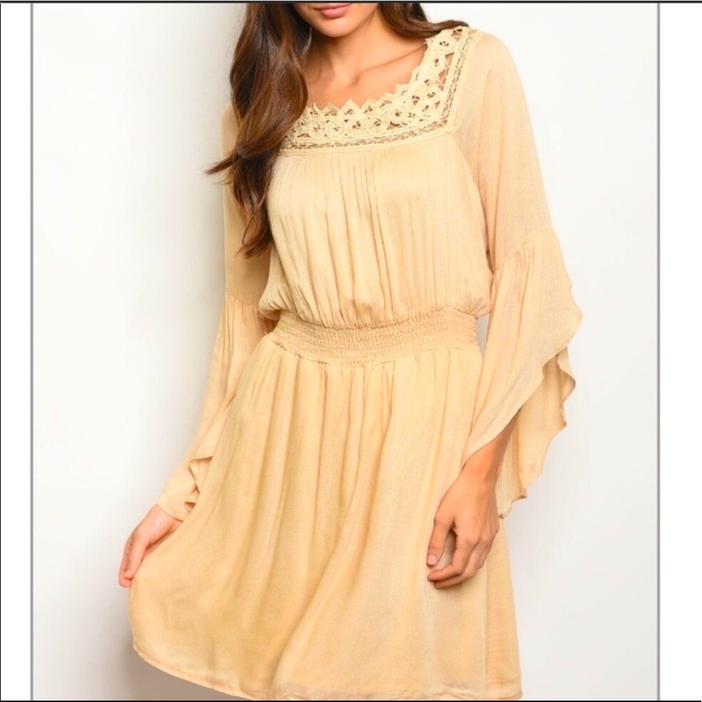 NEW Boho Blush Noir Elegant Scalloped Lace Openback Dress